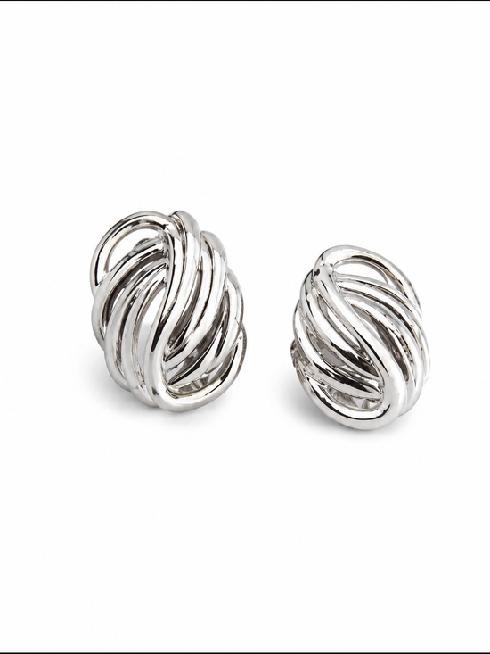 Napier Jewelry - Classic Twisted Knot Silver Clip-On Earrings